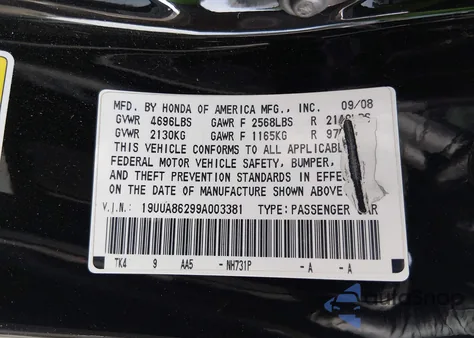 2009 Acura Tl 3.5 z USA, uszkodzony, nr VIN 19UUA86299A003381